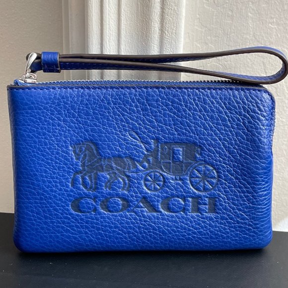 Coach Handbags - Brand New Leather Coach Wristlet Corner Zip With Horse And Carriage Sport Blue